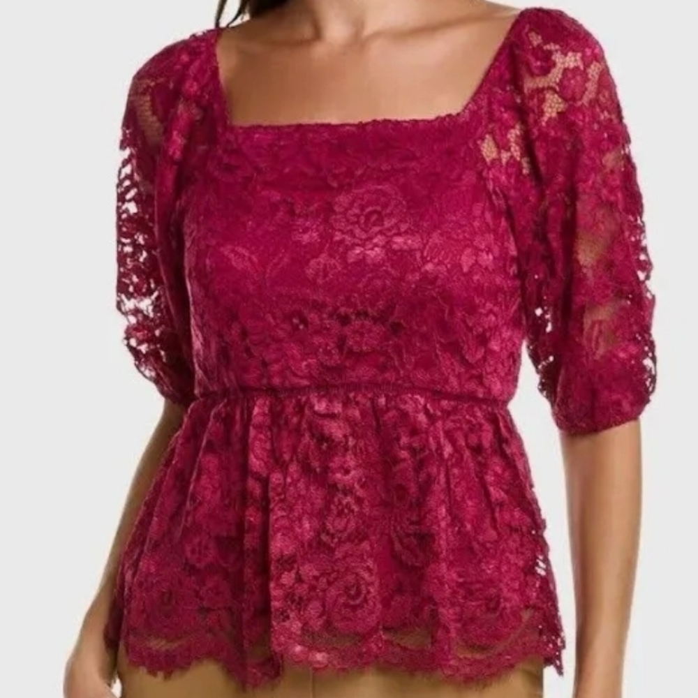 Nanette Lepore Magenta Lace Shirt
